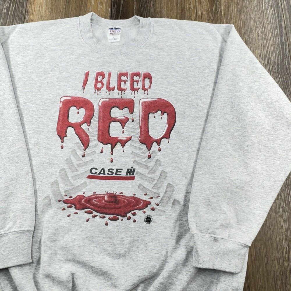 Vintage Case Tractor Sweatshirt Mens XL Gray I Bleed Red Farm Blood Logo Sweater